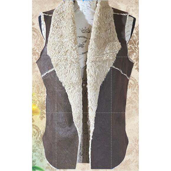 A.N.A. Jackets & Blazers - Boho a.n.a Faux Shearling Womens L Brown Tan Sherpa Open Front Cowgirlcore Vest